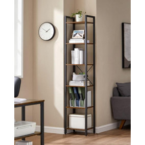 VASAGLE Industrial 6-Tier Shelving Unit, Bookshelf, Office Study Bookcase, Organizing Shelves, Rustic Brown and Black