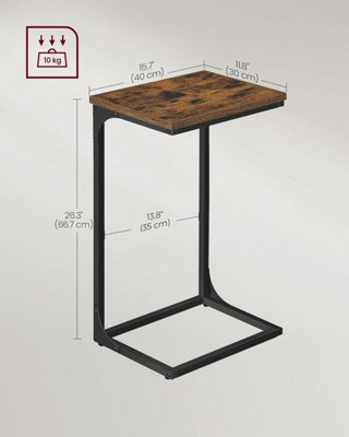 VASAGLE Industrial C Set, Twin Side Tables with Metal Framework, Rustic Brown and Ink Black