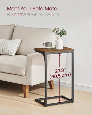 VASAGLE Industrial C Set, Twin Side Tables with Metal Framework, Rustic Brown and Ink Black