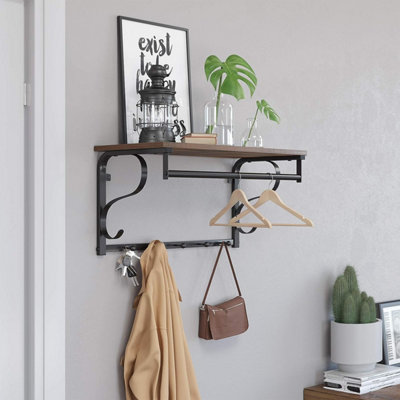 Meerveil Coat Rack Wall-Mounted Coat Hook Shelf Metal Hanging Rail  Industrial Style for Entrance Hallway Bathroom Living Room - AliExpress