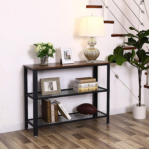 VASAGLE Industrial Console Table, Hallway Table with 2 Mesh