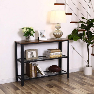VASAGLE Industrial Console Table, Hallway Table with 2 Mesh