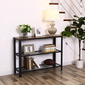 VASAGLE Industrial Console Table, Hallway Table with 2 Mesh Shelves, Side Table and Sideboard, Living Room, Corridor
