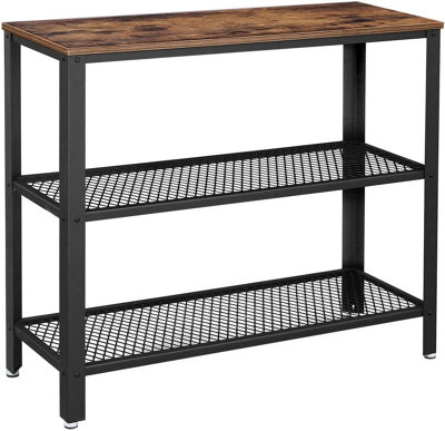 VASAGLE Industrial Console Table, Hallway Table with 2 Mesh Shelves ...