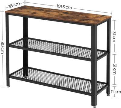 VASAGLE Industrial Console Table, Hallway Table with 2 Mesh Shelves ...