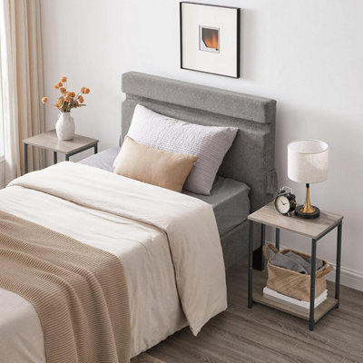 VASAGLE Industrial Storage Duo, Double-Tier Side Tables with Metal Frame, Heather Greige and Classic Black