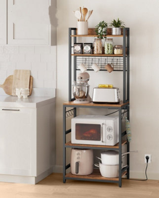 VASAGLE Kitchen Storage Rack with Power Outlet,Coffee Bar,with Metal ...