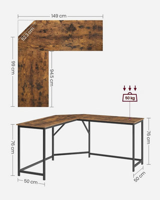 VASAGLE L-Shaped Computer Desk, Corner Desk for Study, Home Office ...