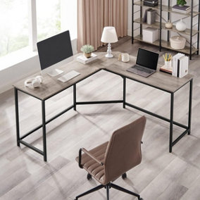 VASAGLE L-Shaped Table, Corner Desk, Gaming Desk, for Study, Home Office, Space-Saving, Easy Assembly, Heather Greige & Ink Black