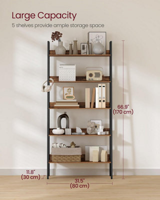 VASAGLE Ladder Rack, Storage Shelf, 5-Tier Compact Shelf, Bookcase ...