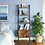 VASAGLE Ladder Shelf, Bookshelf with Cupboard, Living Room Shelf, 4 Shelves, Stable Steel Frame, Bedroom, Office, 56 x 34 x 173 cm