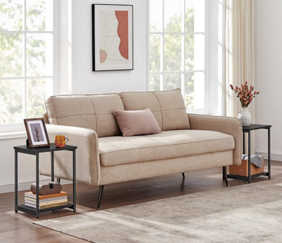 VASAGLE Living Room Pair, Double-Level Side Tables with Metal Frame, Classic Black