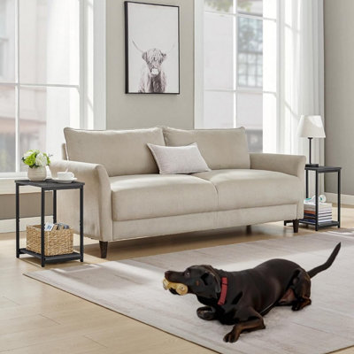 VASAGLE Metal Frame Duo, Two-Tier Side Tables for Living Space, Misty Grey and Classic Black