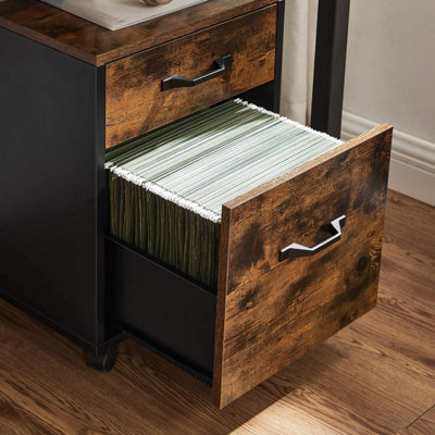 VASAGLE Mobile Document Center, Dual-Drawer Filing Unit with Industrial ...