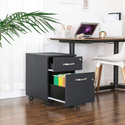 VASAGLE Mobile Filing Unit, Dual-Drawer Cabinet with Smooth-Roll ...