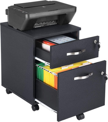 VASAGLE Mobile Filing Unit, Dual-Drawer Cabinet with Smooth-Roll ...