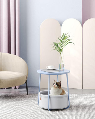 VASAGLE Modern Basket Table, Round Bedside Unit for Living Space, Powder Blue and Pastel Blue