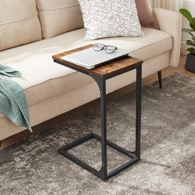 VASAGLE Modern C Table, Industrial Side Unit for Living Areas, Rustic Brown and Black