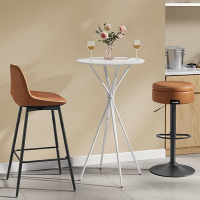 VASAGLE Modern Circular Bar Table, Sleek Cocktail Stand for Home and Kitchen, Cloud White and Matte White