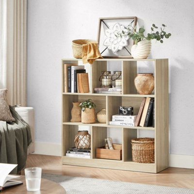 VASAGLE Modern Display Bookshelf, Living Room Storage Unit, Room Divider with Multiple Compartments, Wood Colour