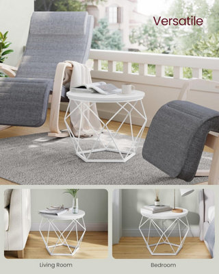 VASAGLE Modern Round Coffee Table Set, Pair of End Tables with Removable Top, Steel Frame, Snow White and Cloud White