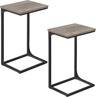 VASAGLE Modern Side Set, Paired C-Tables for Living Space, Heather Greige and Ink Black