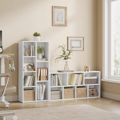 VASAGLE Modern Storage System, Seven-Compartment Display Shelf for Multiple Spaces, Cloud White