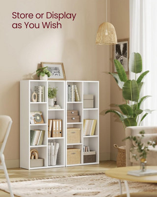 VASAGLE Modern Storage System, Seven-Compartment Display Shelf for Multiple Spaces, Cloud White