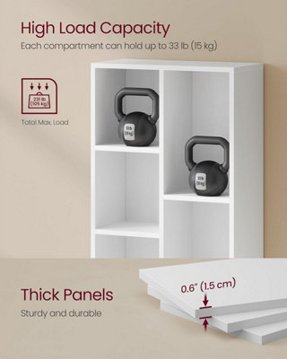 VASAGLE Modern Storage System, Seven-Compartment Display Shelf for Multiple Spaces, Cloud White