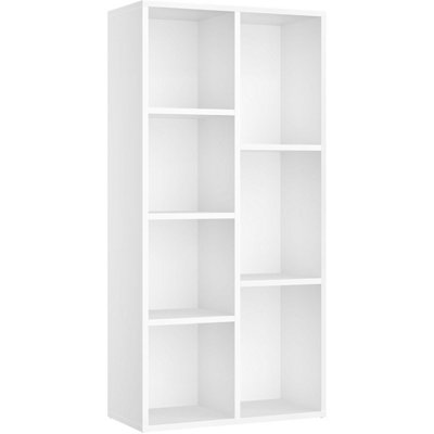 VASAGLE Modern Storage System, Seven-Compartment Display Shelf for Multiple Spaces, Cloud White