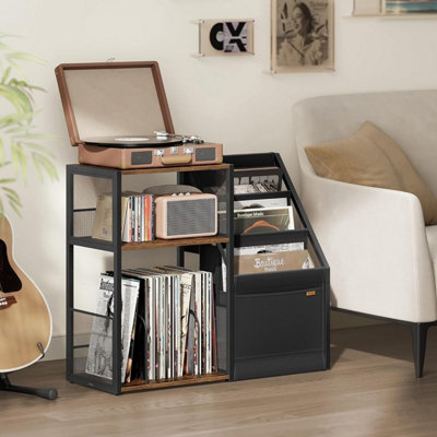 VASAGLE Music Station Stand, Three-Tier Vinyl Storage Table for Living ...