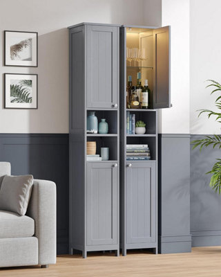 VASAGLE Narrow Bathroom Cabinet, Storage Cabinet, Freestanding Storage Unit with Adjustable Shelves, with Lights, Dove Grey Price Comparisons | Compare The Build