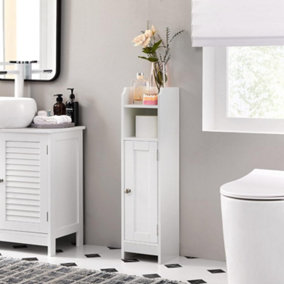 VASAGLE Narrow Bathroom Storage Cabinet with Adjustable Shelves and Door, Freestanding, Bathroom Floor Storage Unit, White