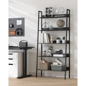 VASAGLE Narrow Ladder Shelf, 5-Tier Vertical Bookcase, Space-Saving Organizer for Versatile Spaces, Ebony Black and Ink Black