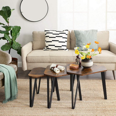 VASAGLE Nesting Coffee Table, Set of 3 End Tables for Living Room ...