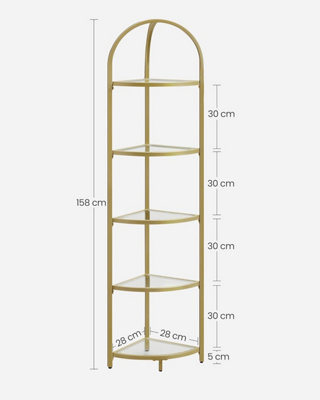 VASAGLE Plant Stand, 5-Tier Corner Display Unit with Glass Shelves ...
