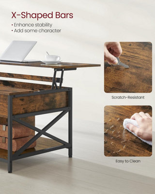 VASAGLE Raising Table, Lift-Top Table for Living Room, Coffee Table ...