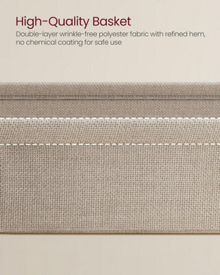 VASAGLE Rectangular Night Stand, Modern Side Table with Storage Insert, Matte White and Camel Brown