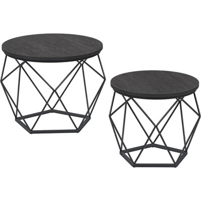 VASAGLE Round Coffee Tables, Set of 2 Side Tables, Modern Style ...