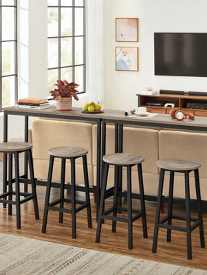 VASAGLE Set Of 2 Bar Stools High Kitchen Stools, Sturdy Steel Frame, 65 ...