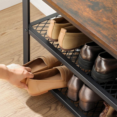 VASAGLE Shoe Bench, Shoe Rack with 2 Shelves, Shoe Organiser, 100 x 30 ...