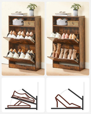 Shoe Rack Small VASAGLE Shoe Cabinet With 2 Flip Doors & Open ...
