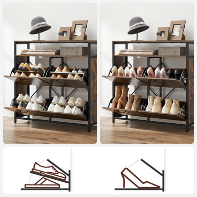 VASAGLE Shoe Cabinet, Hallway Shoe Box with 4 Rocker Doors, Narrow Shoe ...