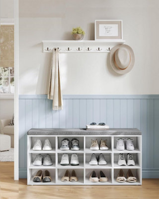 VASAGLE Shoe Rack Bench, Padded Seat Hallway Bench, Shoe Cabinet, 12 ...