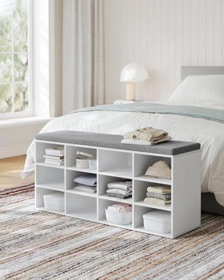 Vasagle shoe bench white sale
