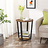 VASAGLE Side Table, Industrial Coffee Table, Round Sofa Table With Iron Frame, for Living Room, Bedroom, Stable and Simple