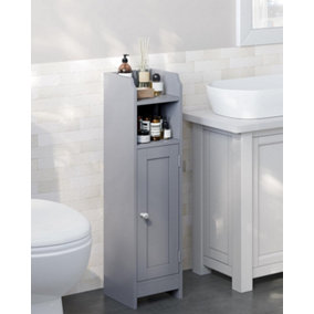 VASAGLE Slim Bathroom Floor Storage Cabinet, Freestanding Bathroom Storage Unit, Narrow Bathroom Storage Cabinet, Dove Grey