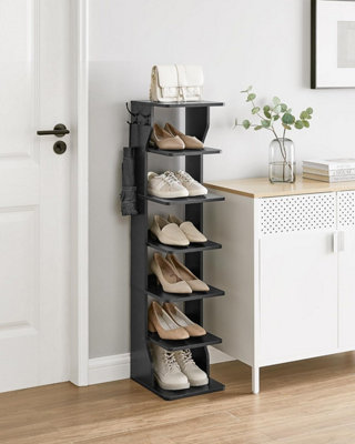 VASAGLE Slim Shoe Rack Narrow Shoe Storage Organiser 7 Tier Shoe Stand for Small Spaces Hallway Cloakroom Black DIY at B Q