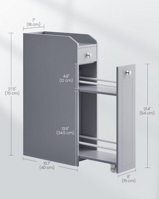 VASAGLE Small Bathroom Cabinet, Slim Bathroom Storage Unit, Organiser ...