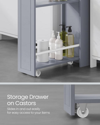 VASAGLE Small Bathroom Cabinet, Slim Bathroom Storage Unit, Organiser ...